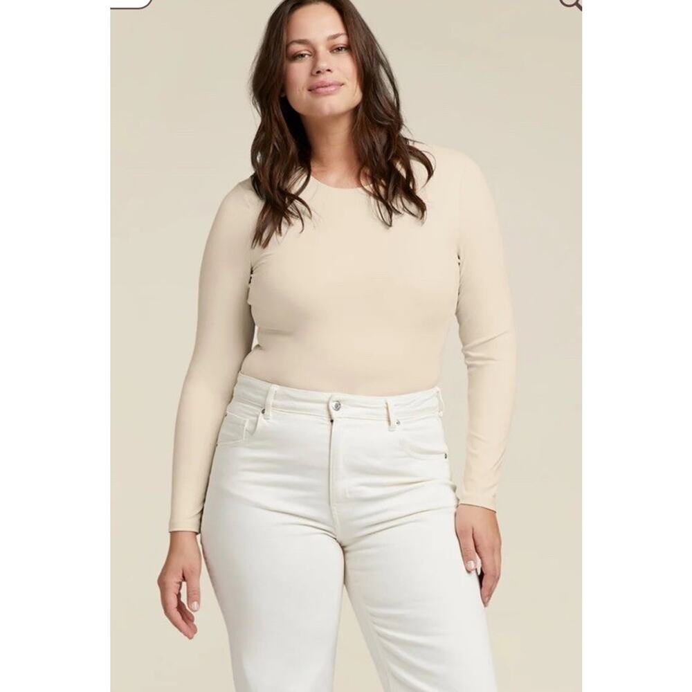 nuuds Beige Long Sleeve Fitted Top